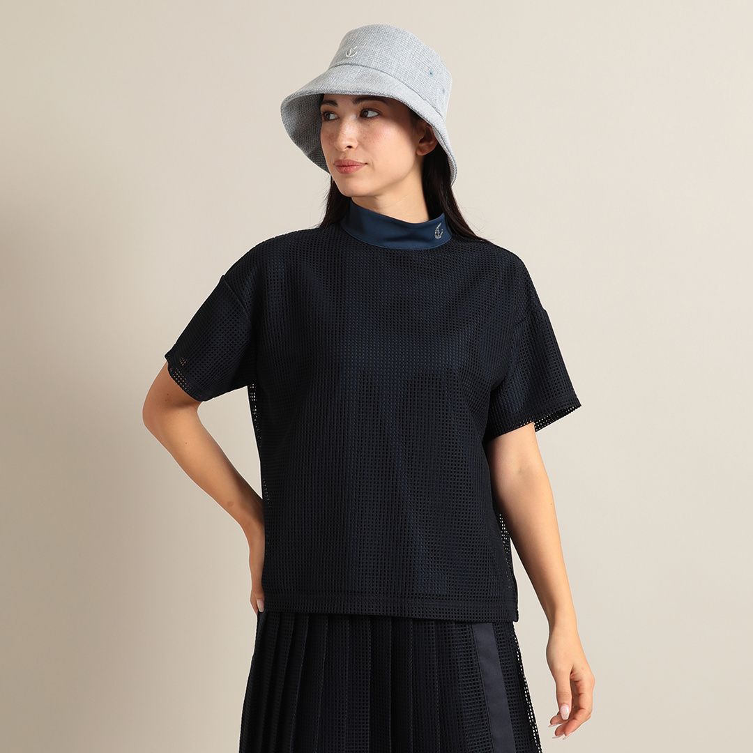 メッシュレース モックネックシャツ (WOMENS)
