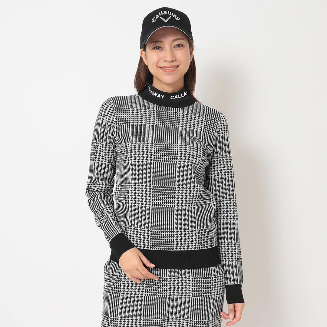 ポリエステルジャガードチェック柄ニット (WOMENS)