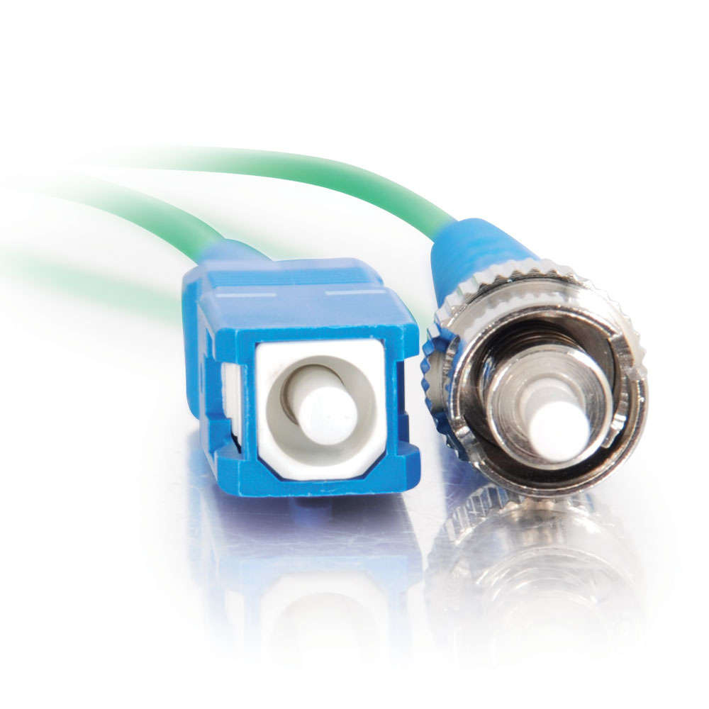 SC-ST 9/125 OS2 Simplex Single-Mode Fiber Optic Cable - Plenum CMP-Rated - Green