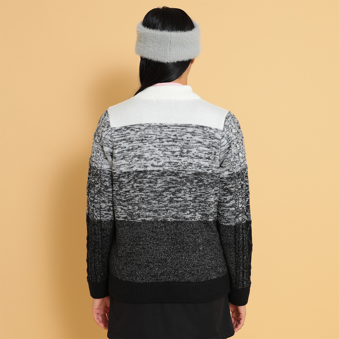 裏地付ラメ入りフルジップニット (WOMENS)