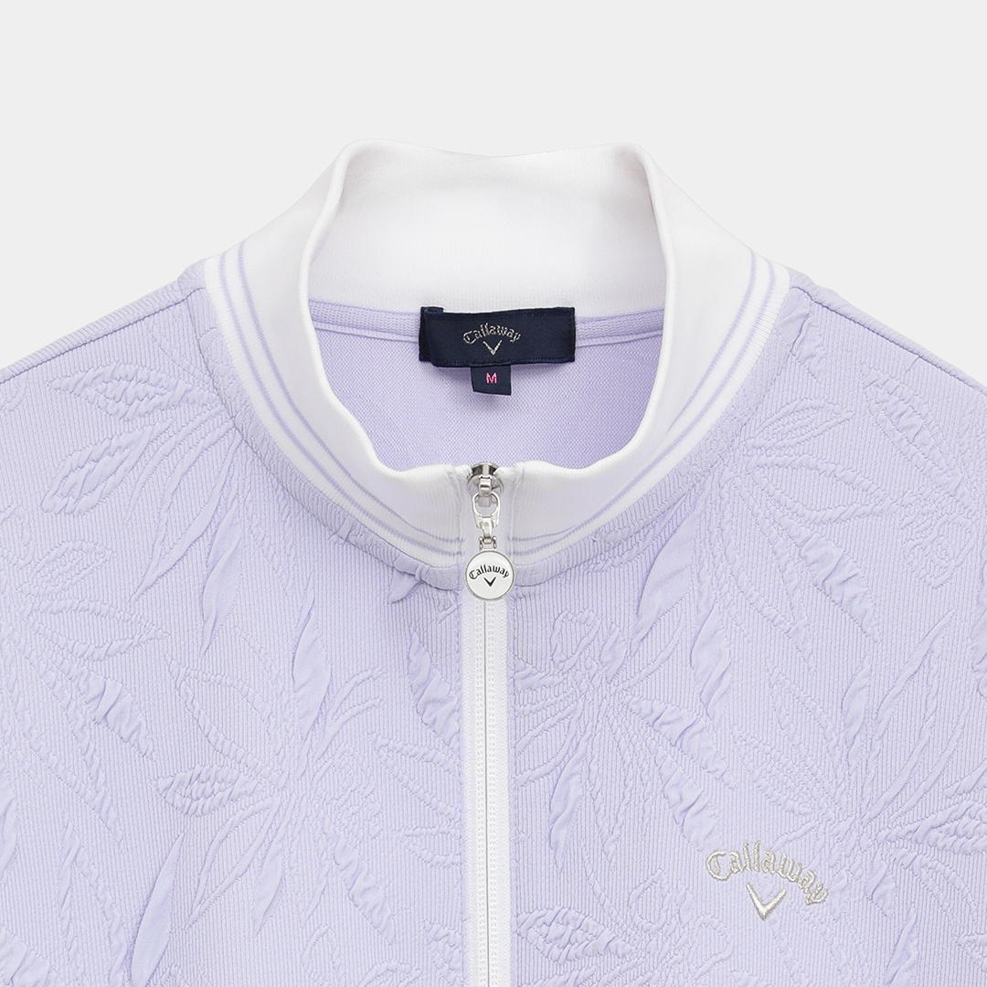 Callaway フラワージャカード エコファーベストブルー系M新品タグなし フラワージャカードニットベスト (WOMENS)