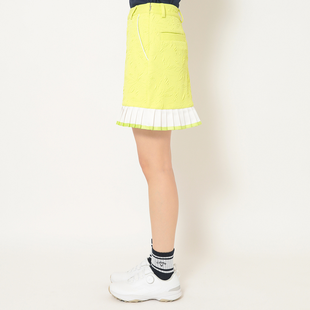 フラワージャカード裾プリーツスカート (WOMENS)