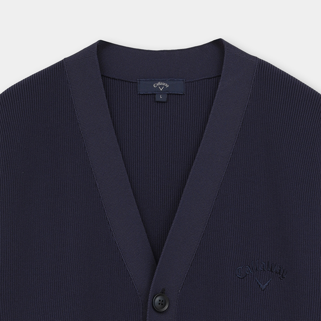 Callaway カシミヤ100％　 セーター カーディガン　新品　防寒　裏地 畦編みVネックニットカーディガン (MENS)