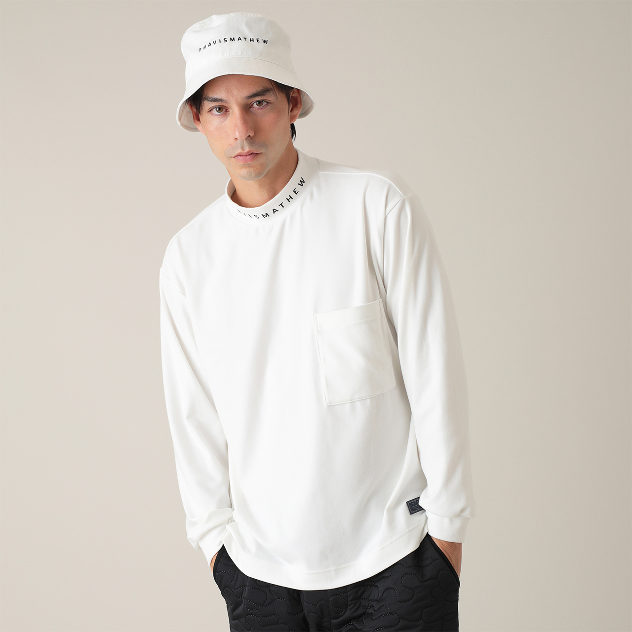 ネックプリント 長袖モックネック(MENS)