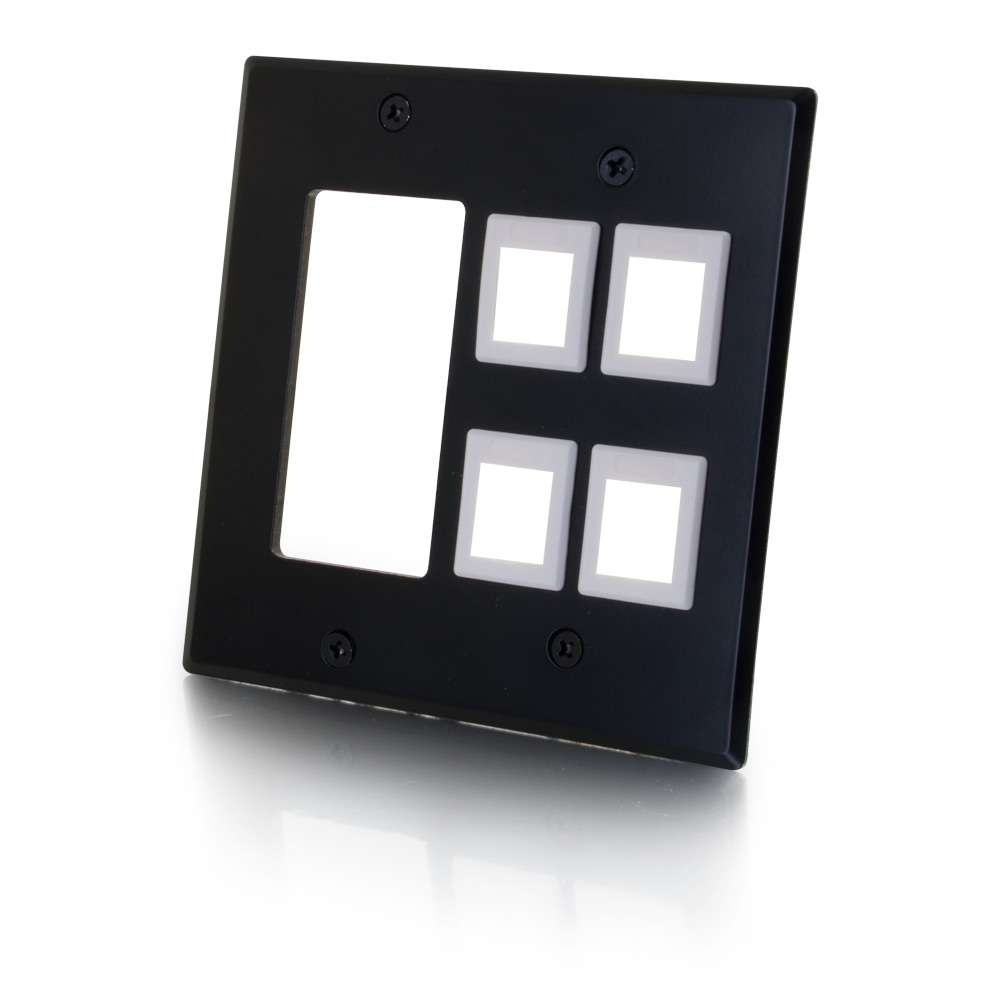 One Cutout with Four Keystone Double Gang Wall Plate