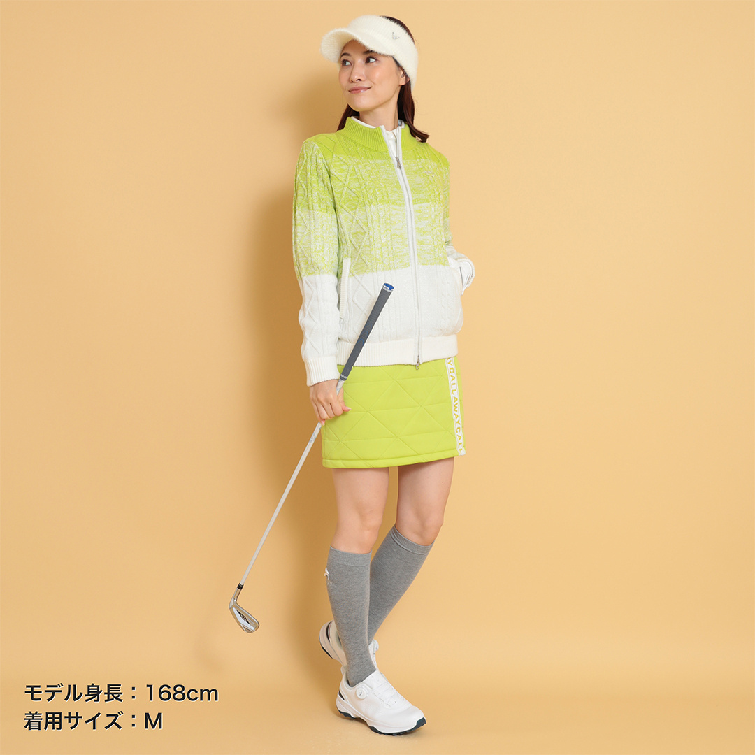 裏地付ラメ入りフルジップニット (WOMENS)