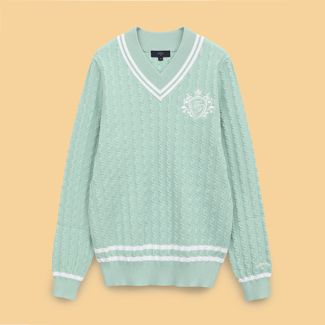 Vネックケーブルニット (WOMENS)