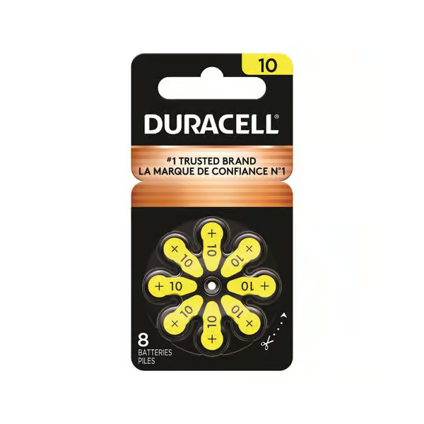 Duracell EasyTab Hearing Aid Battery, Yellow 8/Pk, Size 10 (DB10) photo
