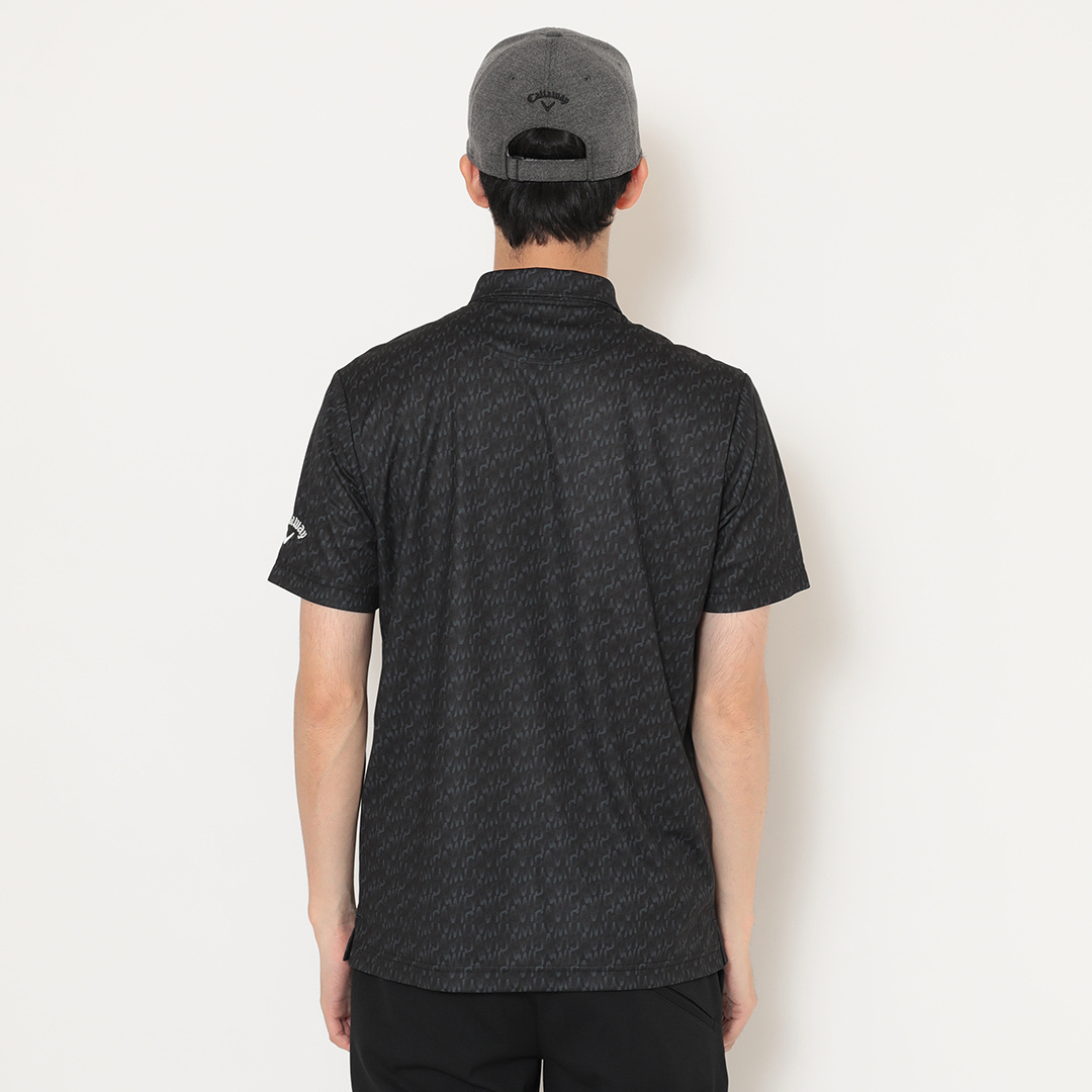 ポリエステルピケ幾何学柄半袖シャツ (MENS)