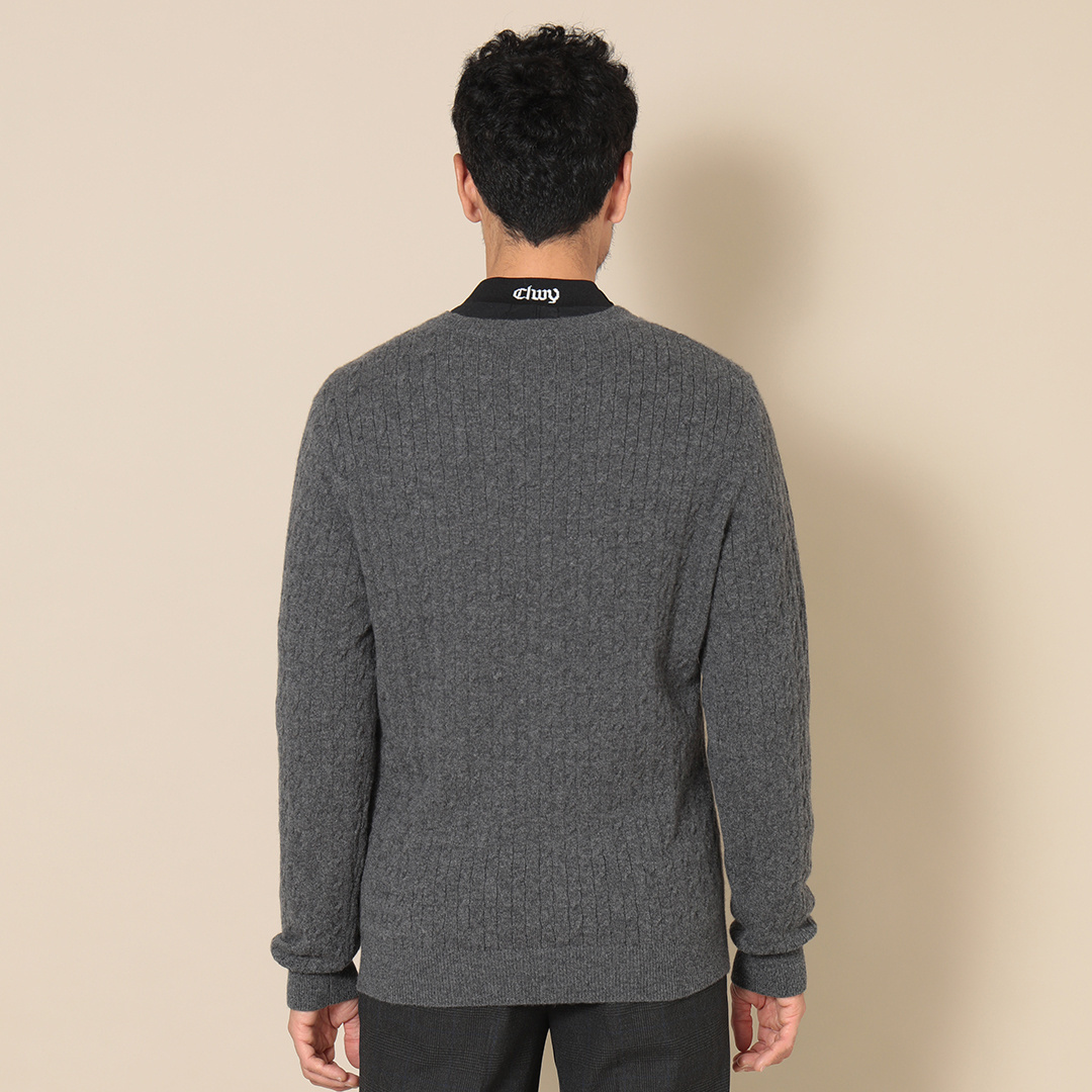 カシミヤケーブル クルーネックニット (MENS)