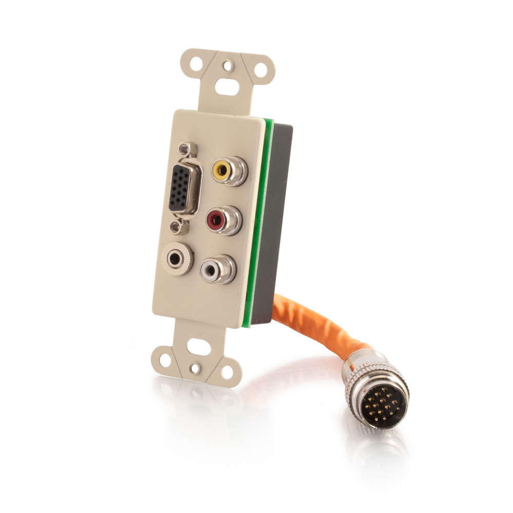 RapidRun Integrated VGA (HD15) + 3.5mm + Composite Video + Stereo Audio Wall Plate - Ivory