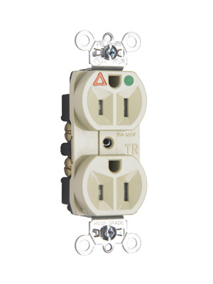 Tamper-Resistant Isolated Ground Hospital Grade Receptacle, Back and Side Wire, 15A, 125V, Ivory