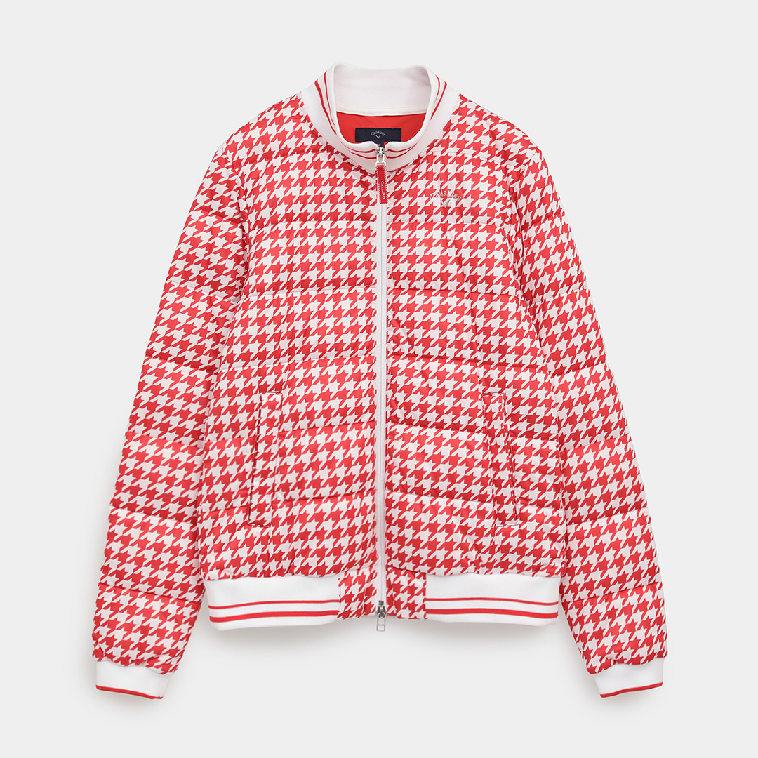 スターストレッチ千鳥プリント中綿ブルゾン (WOMENS)