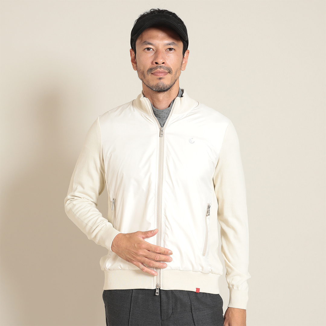 マーセライズドコットンドッキングニットカーディガン (MENS)