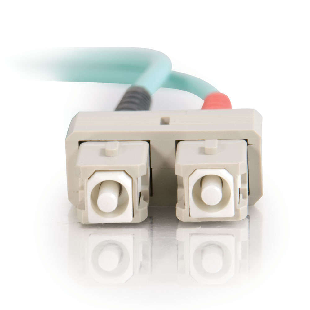 SC-SC 10Gb 50/125 OM3 Duplex Multimode Fiber Optic Cable - Low Smoke Zero Halogen LSZH - Aqua