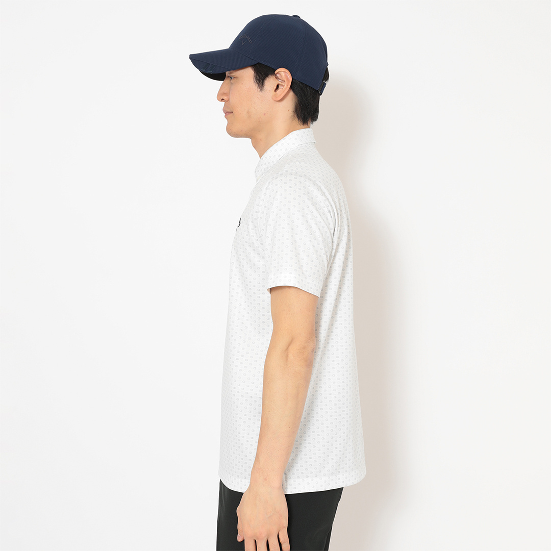 ハニカムメッシュ総柄ロゴ半袖シャツ (MENS)