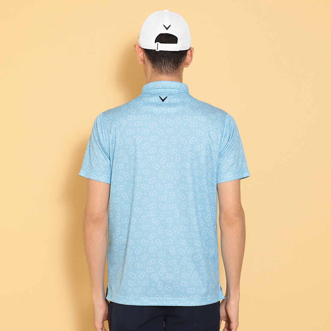 ポリエステルハニカムCG柄半袖シャツ (MENS)