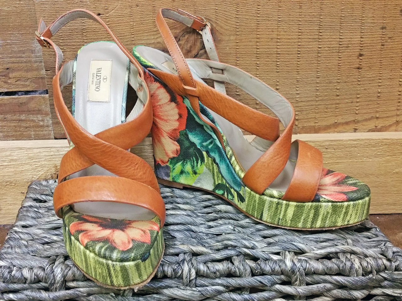 Valentino floral wedges, $125, at Second Hand Rose Valentino floral wedges, $125, at Second Hand Rose
