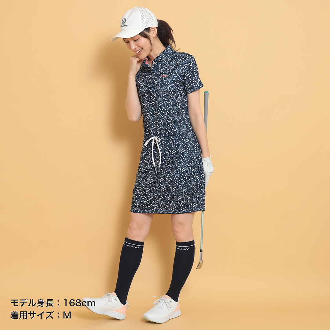 ポリエステルハニカム小花柄ワンピース (WOMENS)