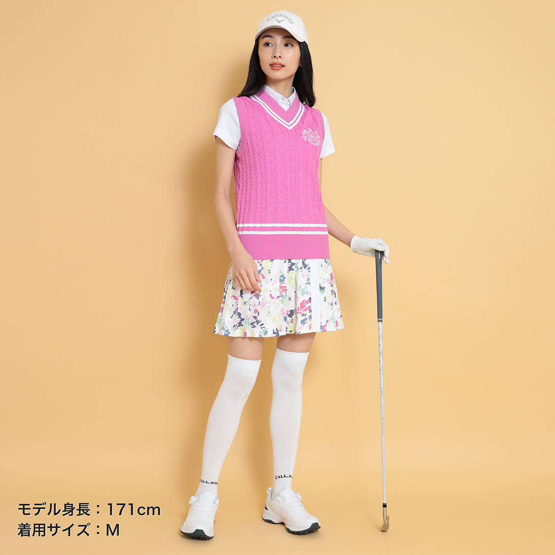 Vネックケーブルニットベスト (WOMENS)