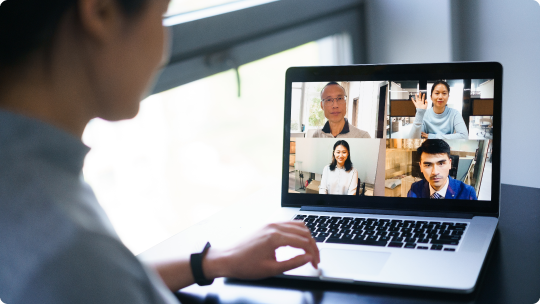 Teleconference on laptop