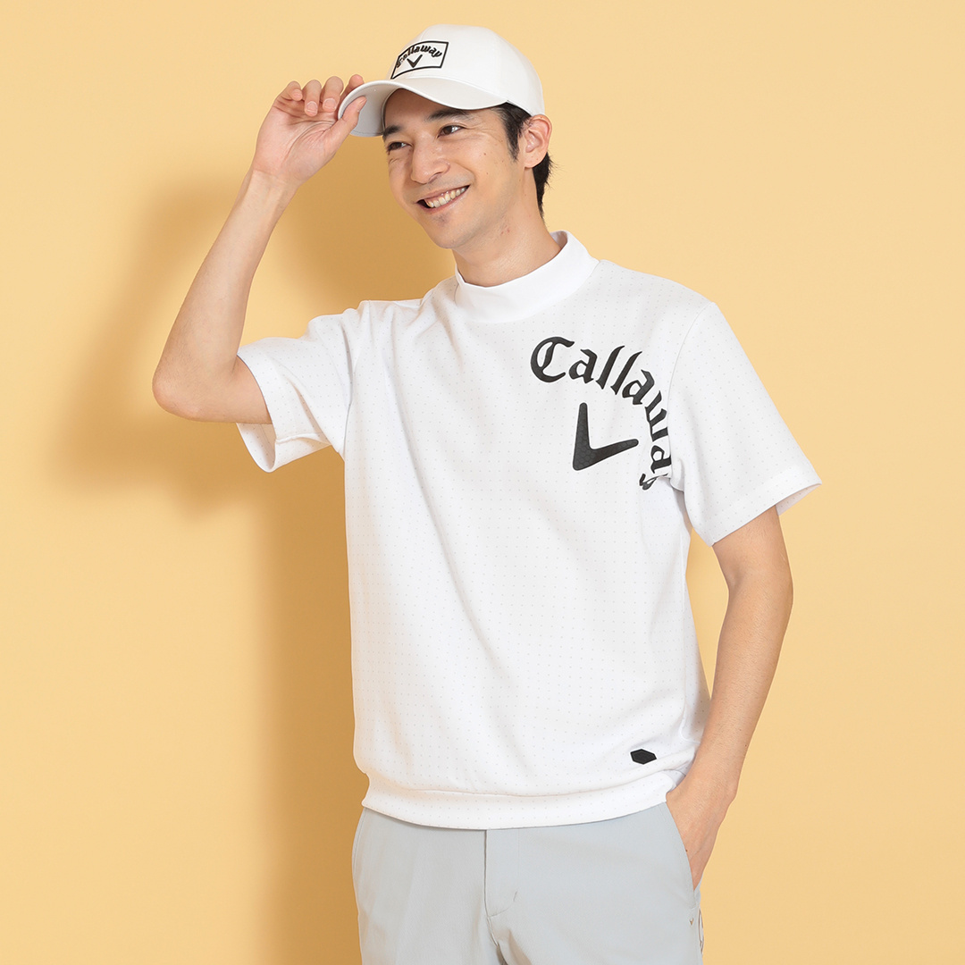 クラブハウス　キャロウェイ　モックネック T ドットプリント半袖モックネックスウェット (MENS)