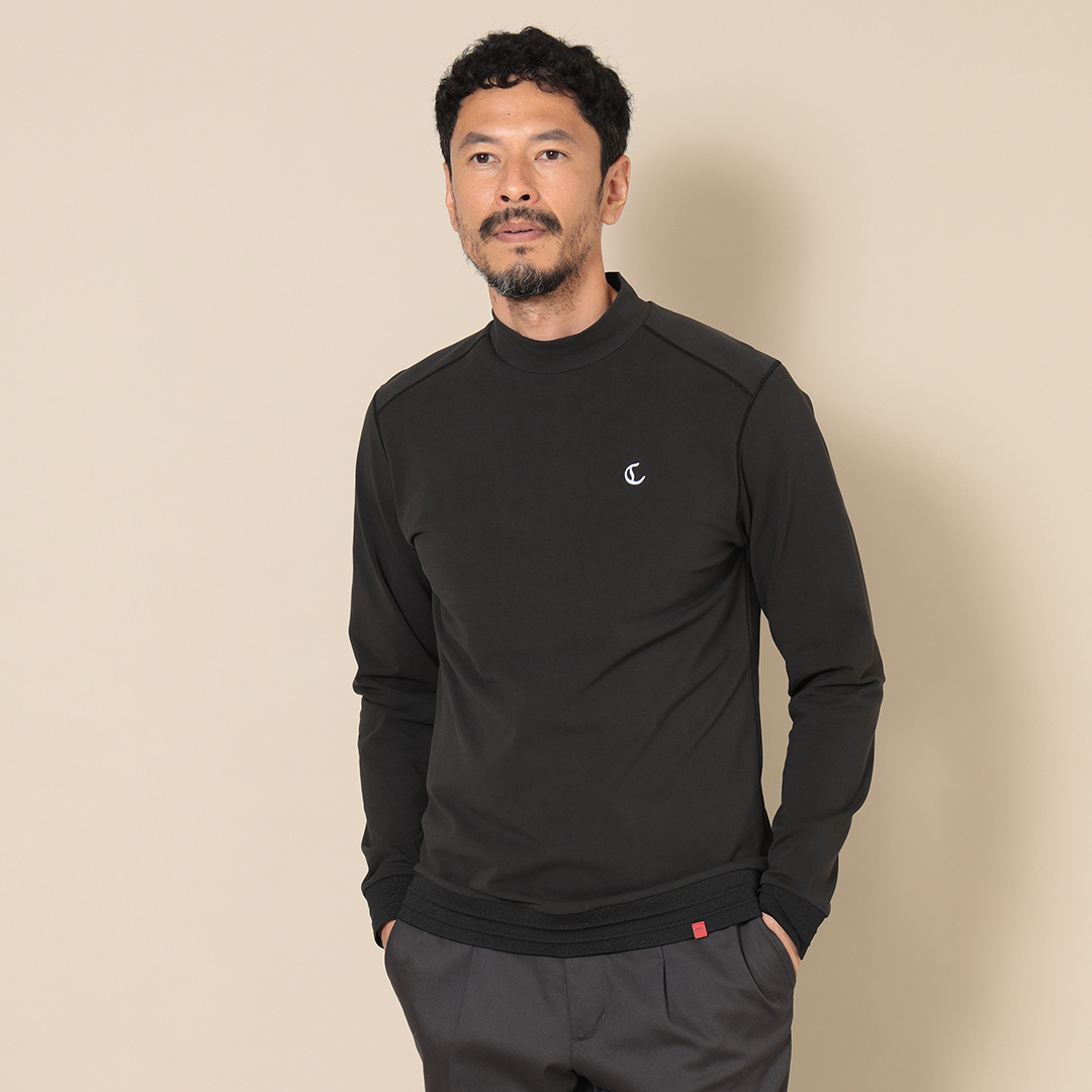 綿ベア天長袖モックネックシャツ (MENS)