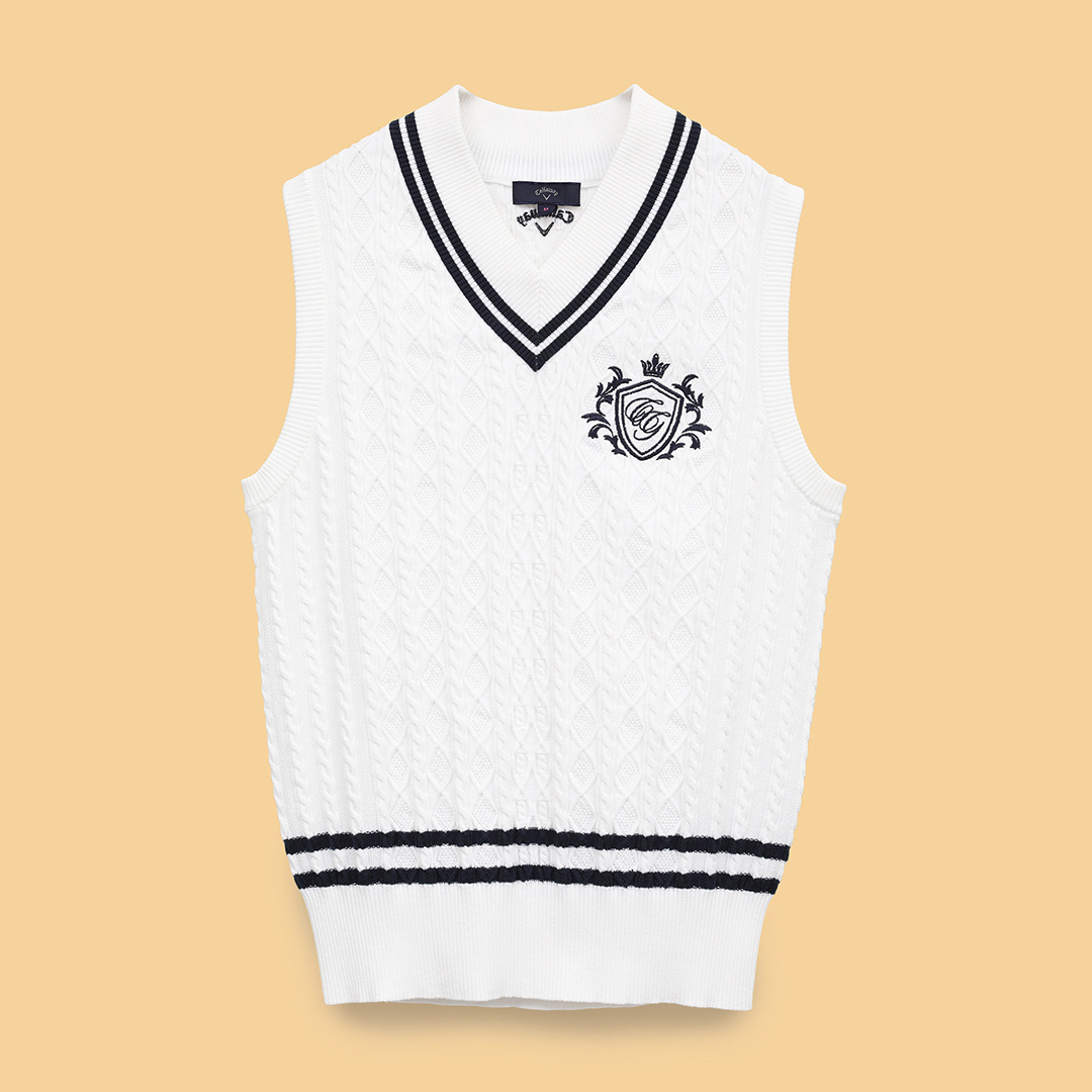 Vネックケーブルニットベスト (WOMENS)