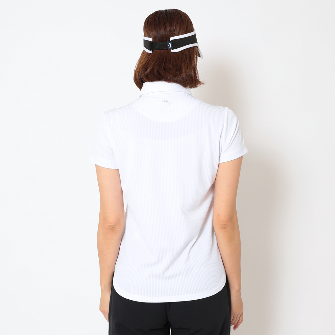ストライプジャカード半袖シャツ (WOMENS)