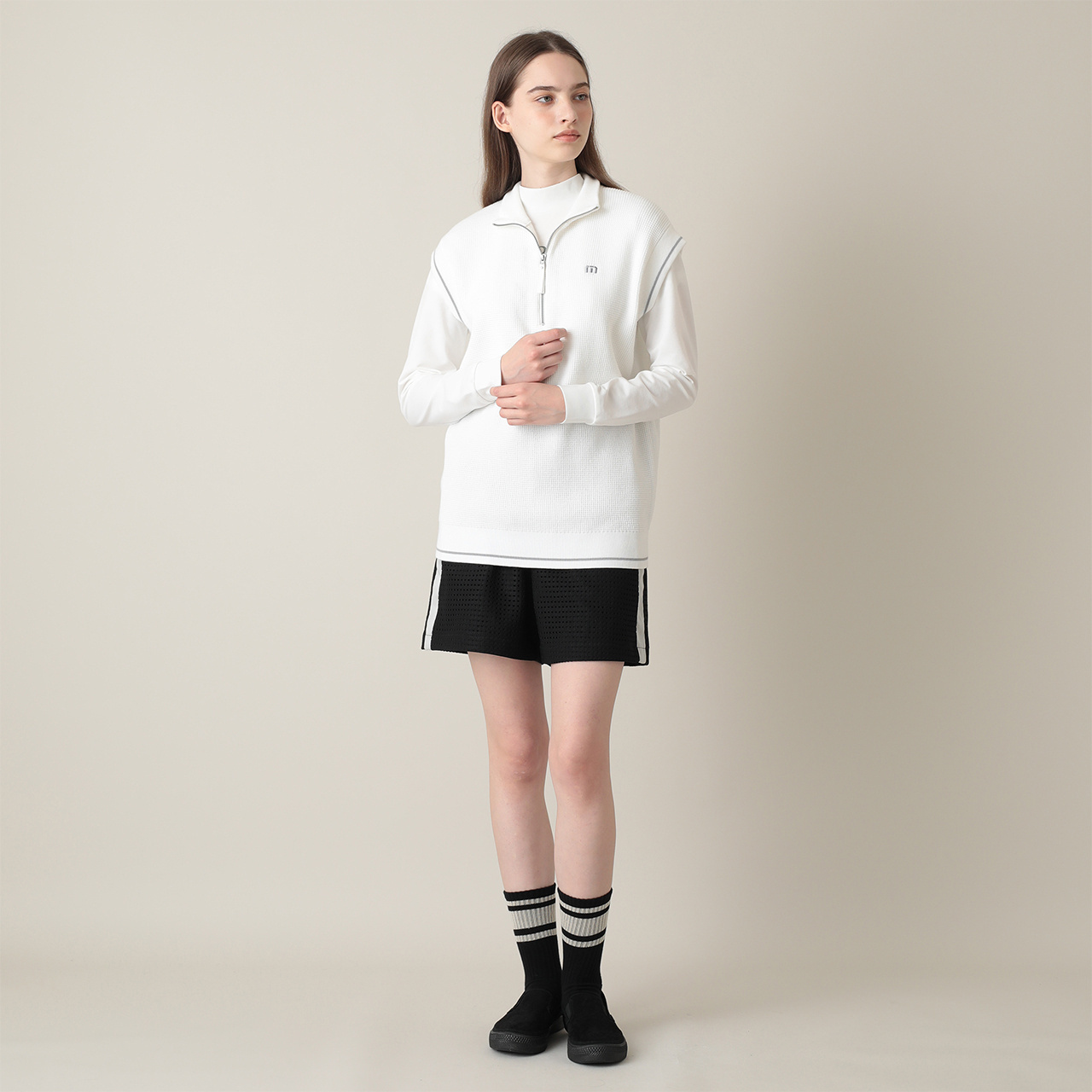 クォータージップ ニットベスト(UNISEX)