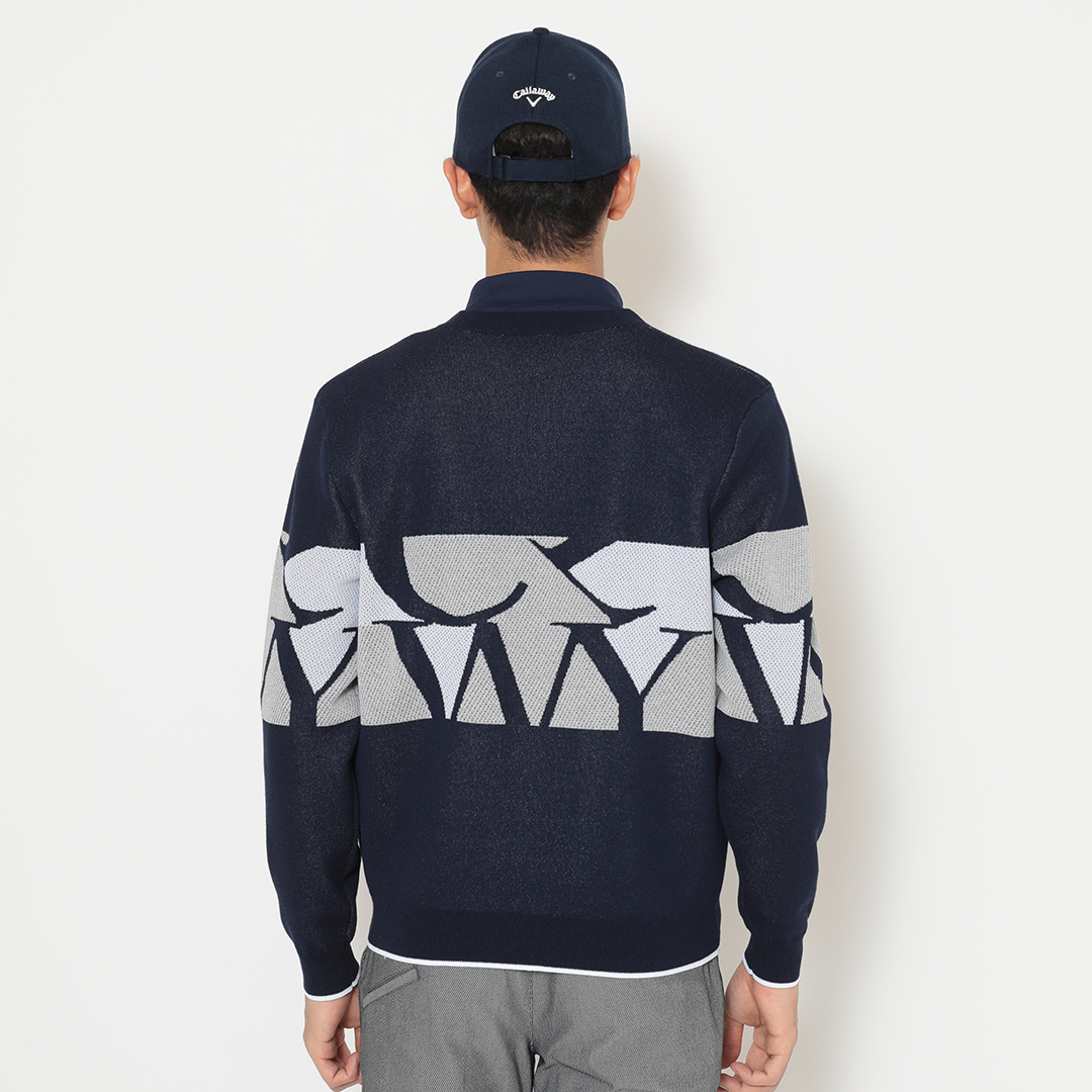 キャロウェイ メタリックロゴ クルーネック ニット セーター ロゴジャカードクルーネックニット (MENS)