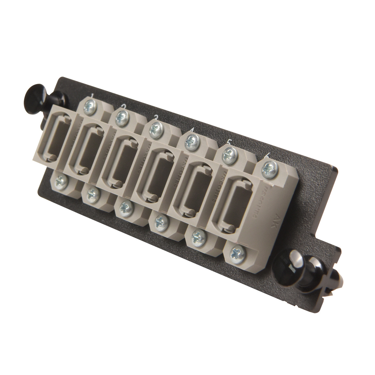 Q-Series OFP Fiber adapter panel in black and grey