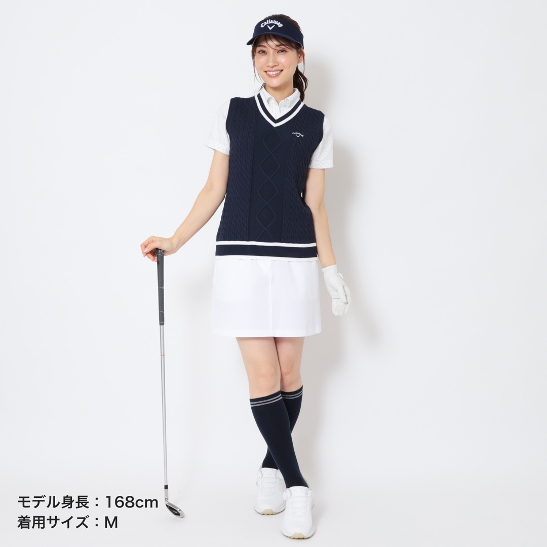 ケーブル編みVネックニットベスト (WOMENS)