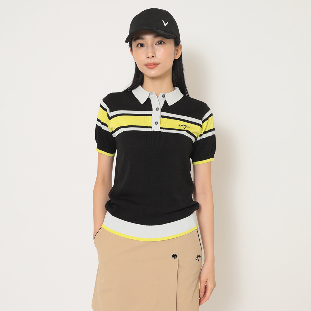 河本結プロ着用】ハイツイストコットン半袖ニットポロ (WOMENS)