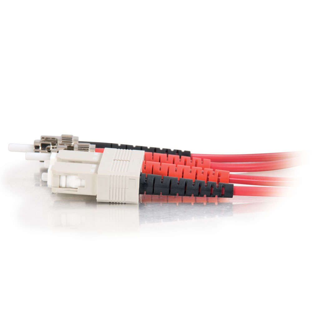 SC-ST 50/125 OM2 Duplex Multimode Fiber Optic Cable - Plenum CMP-Rated - Red