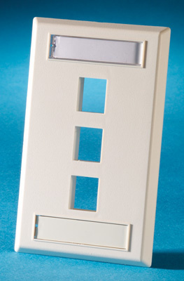 SINGLE GANG KEYSTONE FACEPLATE, 3 PORT, CLOUD WHITE