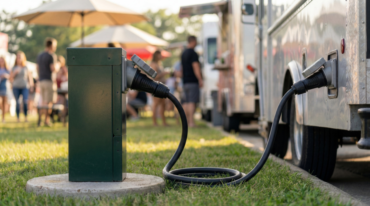 Power Pedestal plugged into food truck