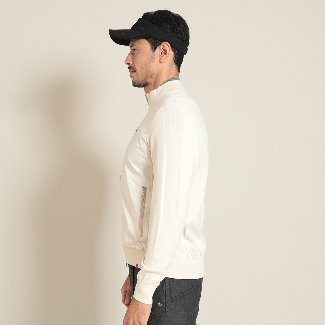 マーセライズドコットンドッキングニットカーディガン (MENS)