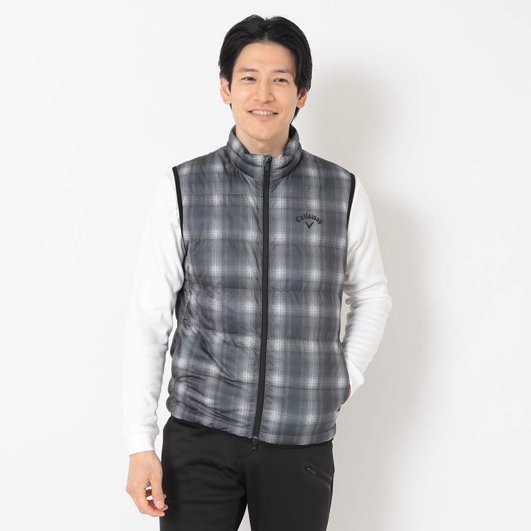 #FR2 GOLF ペイズリー柄 中綿ベスト スターストレッチオンブレチェック中綿ベスト (MENS)