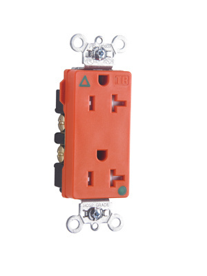 Tamper-Resistant Isolated Ground Decorator Hospital Grade Receptacle, Back and Side Wire, 20A, 125V, Orange