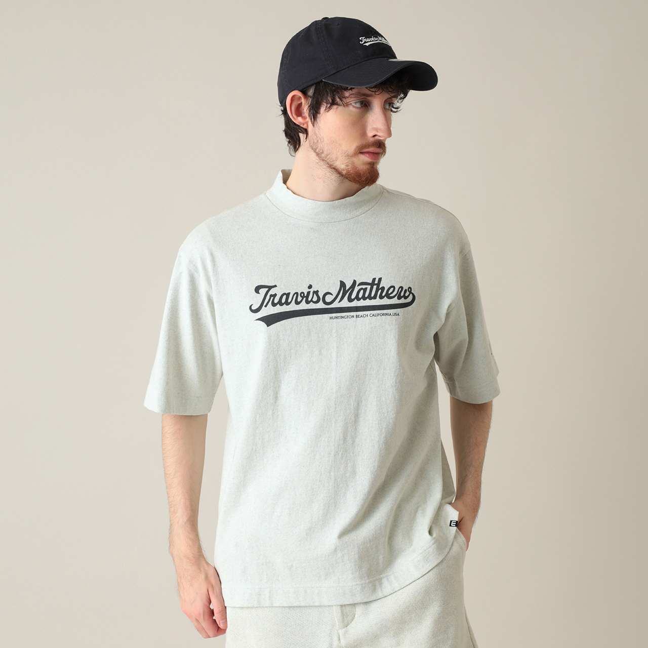 デニムブレンドコットンリラックスモックネック(MENS)