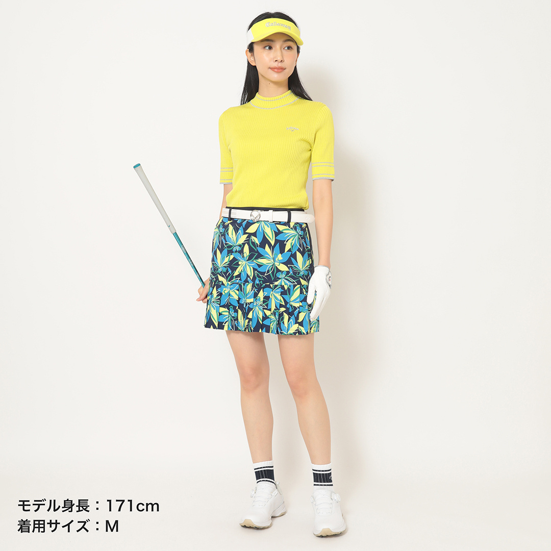 フラワープリント裾プリーツスカート (WOMENS)