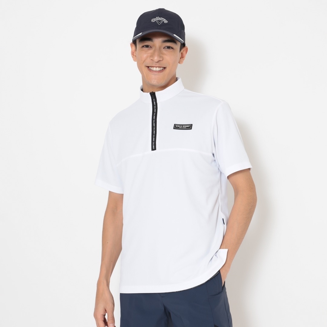 新品正規品ROUG&SWELL/L】夏用レインウェア半袖ハーフジップモックネック 3℃裏クールハーフジップ半袖モックネック ※4Lサイズあり (MENS)