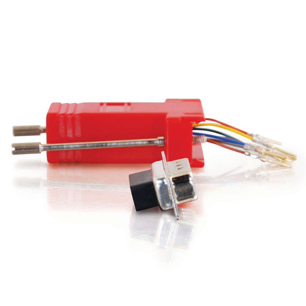 RJ45 to DB9 Male Serial RS232 Modular Adapter - Red