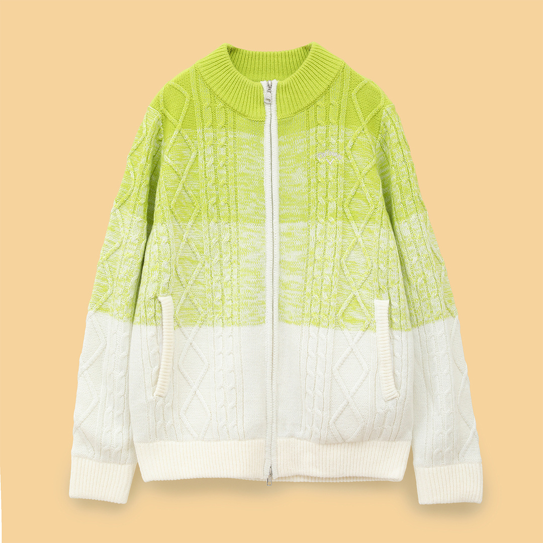 裏地付ラメ入りフルジップニット (WOMENS)