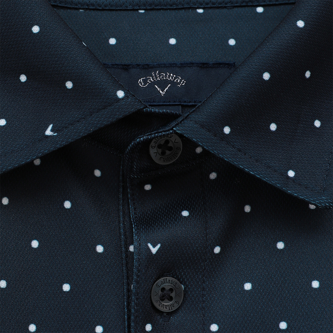 ポリエステルメッシュドット柄半袖シャツ (MENS)