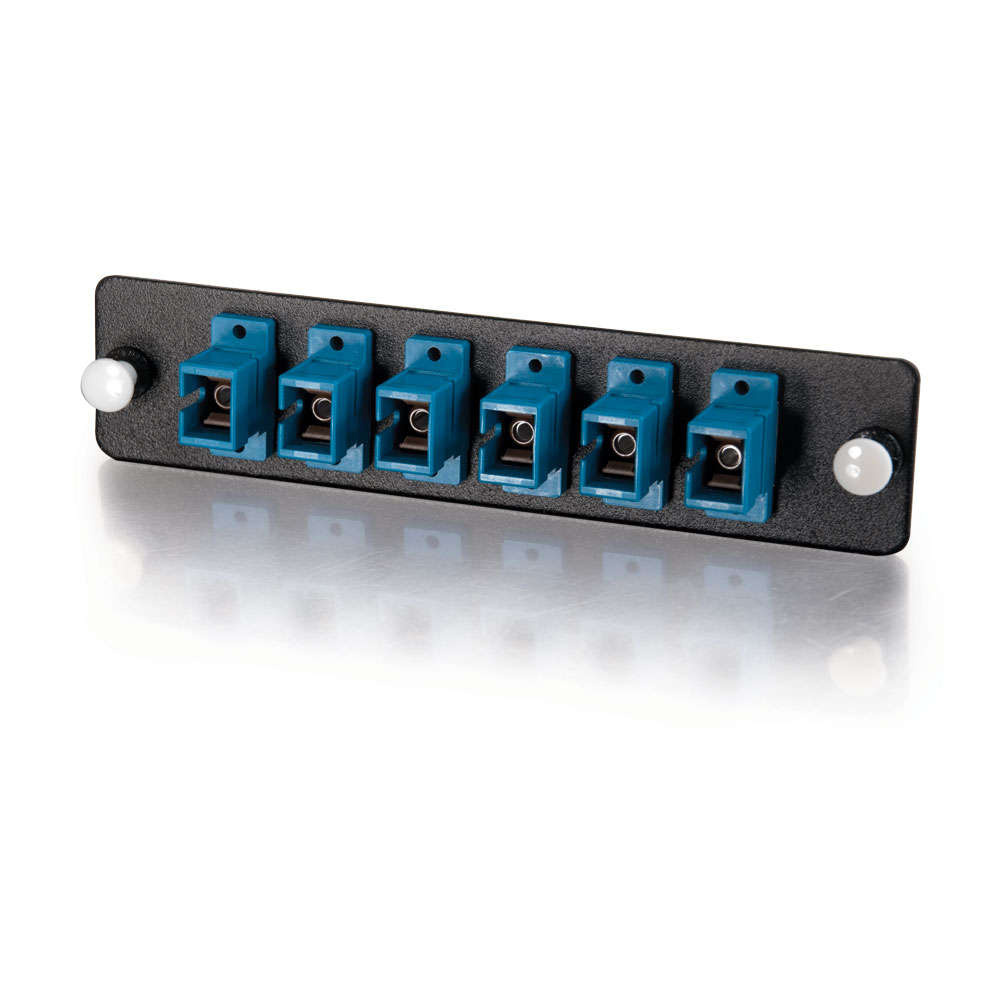 6-Strand, SC, Zirconia Insert, Single-Mode, Blue Adapter Panel