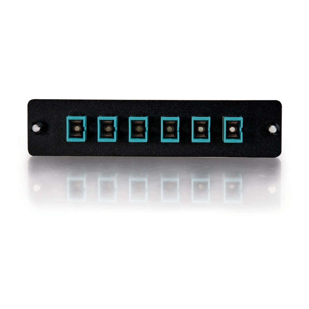 6-Strand, SC, PB Insert, Multimode, Aqua Adapter Panel