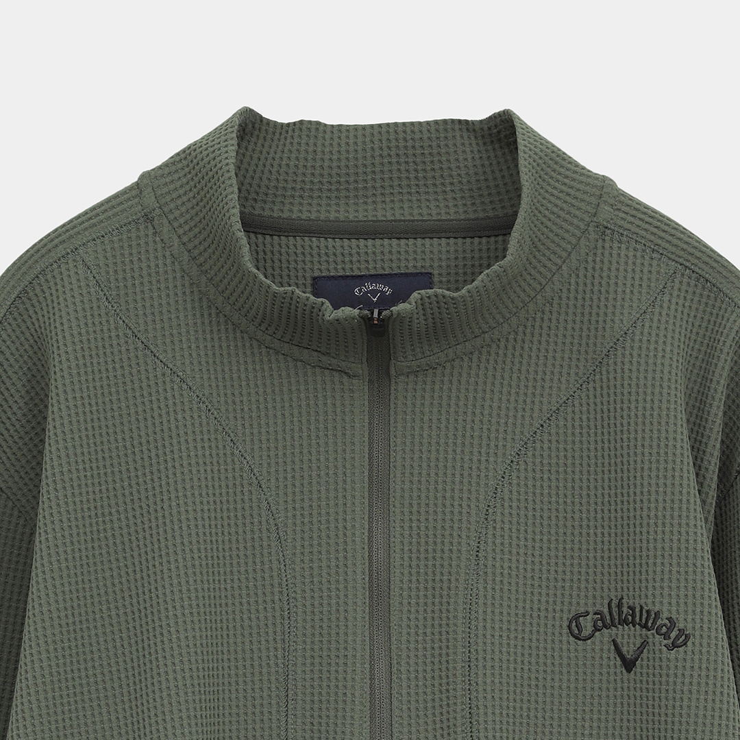 ワッフルハーフジップモックネックシャツ (MENS)