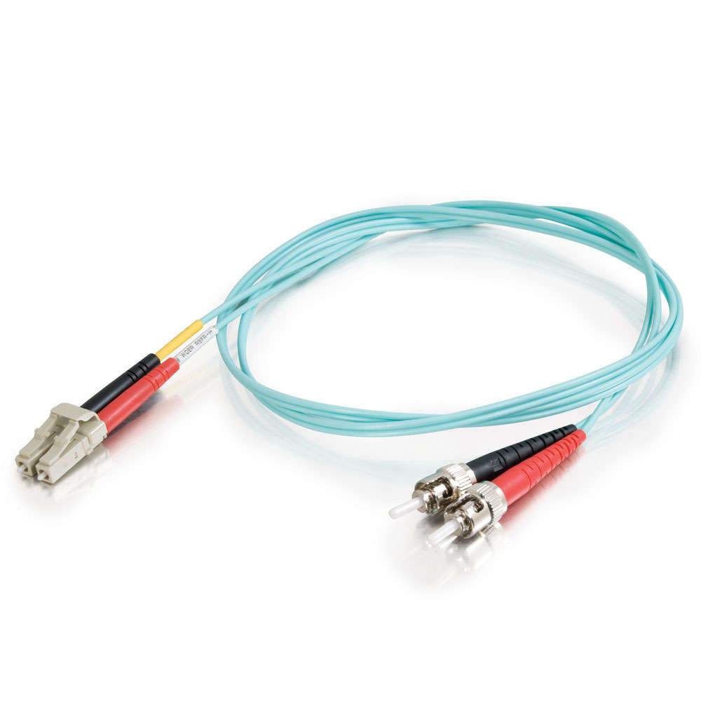 LC-ST 10Gb 50/125 OM3 Duplex Multimode PVC Fiber Optic Cable - Aqua